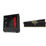 NZXT H510 - CA-H510B-BR - Compact ATX Mid-Tower PC Gaming Case - Black/Red & Corsair Vengeance LPX 16GB (2x8GB) DDR4 DRAM...