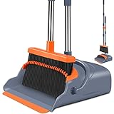 kelamayi Upgrade Stand Up Broom and Dustpan Set, Self-Cleaning with Dustpan Teeth, Ideal for Dog Cat Pets Home Use, Super...