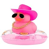 wonuu Car Duck Ornament Dashboard Decorations Rubber Duck Car for Car Dashboard Accessories with Swim Ring Sunglasses Hat and...