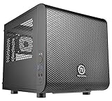 Thermaltake Core V1 SPCC Mini ITX Cube Gaming Computer Case Chassis, Interchangeable Side Panels, Black Edition,...