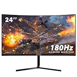 CRUA 24 inch 144hz/180hz Curved Gaming Monitor, FHD 1080P Frameless Computer Monitor, Support AMD freesync Low Motion Blur,...